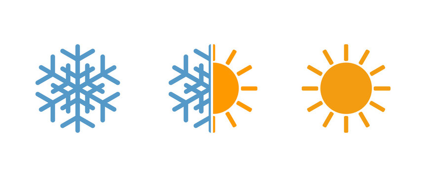 sun and snowflake, weather vector icons