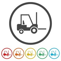 Forklift icon, Forklift truck side silhouette, 6 Colors Included