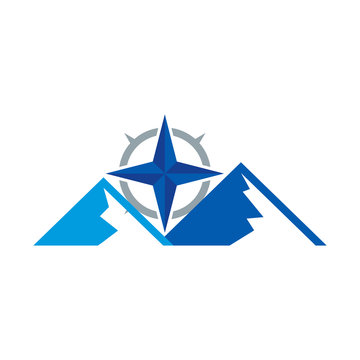 Compass Mountain Logo Icon Design