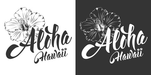 Aloha Hawaii lettering - obrazy, fototapety, plakaty