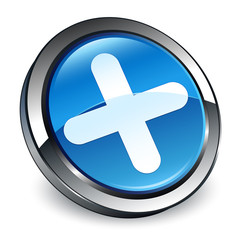 Fototapeta premium Plus icon 3d blue round button