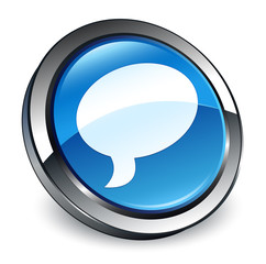 Chat bubble icon 3d blue round button