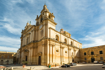 Fototapeta na wymiar Cathedral in SIlent City of Mdina,Malta