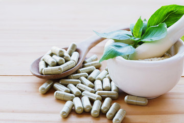 herb medicine with motar