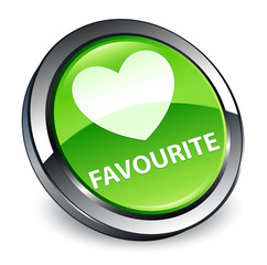 Favourite (heart icon) 3d green round button