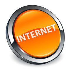 Internet 3d orange round button