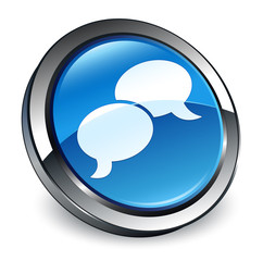 Chat icon 3d blue round button