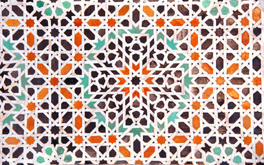 Detail of traditional moroccan mosaic wall, Morocco © frenta
