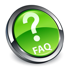 Faq (question icon) 3d green round button