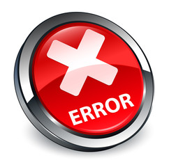 Error (cancel icon) 3d red round button