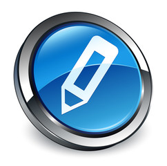 Pencil icon 3d blue round button