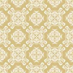 Fototapeta premium Orient vector classic golden and white pattern. Seamless abstract background with vintage elements. Orient background