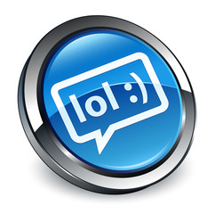 LOL bubble icon 3d blue round button