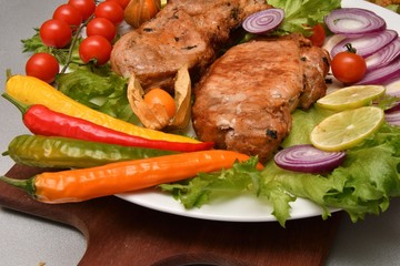 Skewers of pork meat