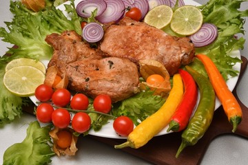 Skewers of pork meat