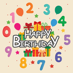 happy birthday greeting card. vector illustration