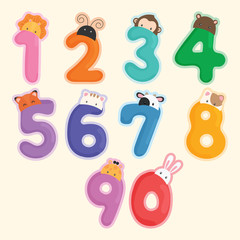 cute animal number vector