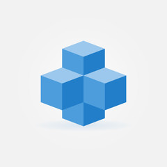 Blue cubes icon - vector blockchain technology sign