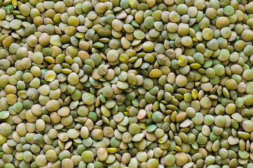 Pile of Green Lentil Grains Background Surface Texture