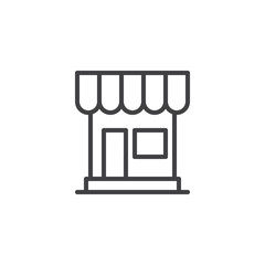 Fototapeta premium Store outline icon. linear style sign for mobile concept and web design. Shop simple line vector icon. Symbol, logo illustration. Pixel perfect vector graphics