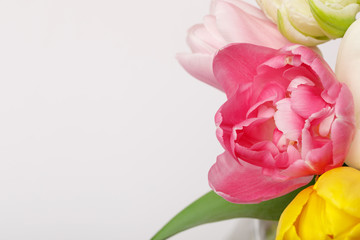 Bouquet of colorful tulips isolated on white background