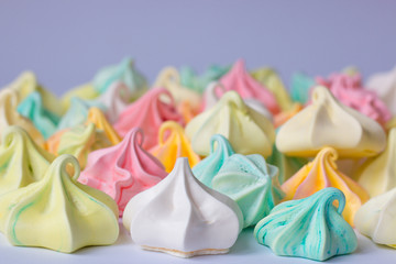 Colourful Meringue colored meringues many different sweet - obrazy, fototapety, plakaty