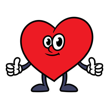 Cartoon Heart Character Giving Thumbs Up