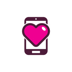 Love Mobile Phone Logo Icon Design