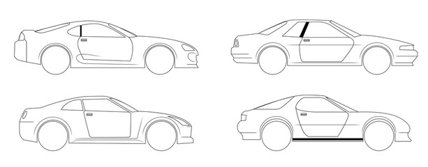Flat racing car set vector. Eps 10