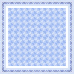 Cute abstract pattern with blue triangles and ornamental border.