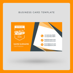 Business card template with logo. Vector illustration. Stationery design.