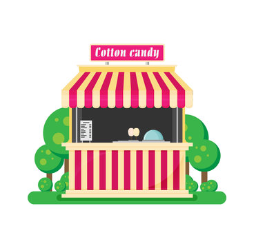 Shop cotton candy flat vector