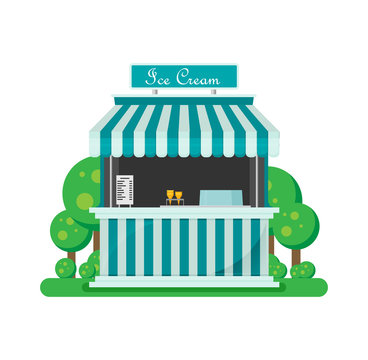 Shiny colorful ice cream shop vector illustration.
