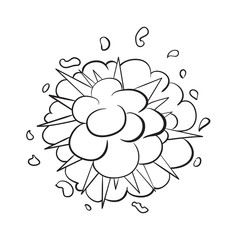 Vector sketch illustration of an object of nature. Outline hand drawing element of an explosion