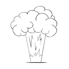 Vector sketch illustration of an object of nature. Outline hand drawing element of anuclear explosion