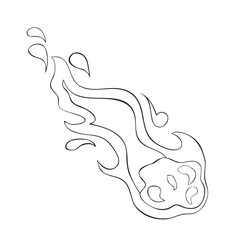 Vector sketch illustration of an object of nature. Outline hand drawing of a meteor.