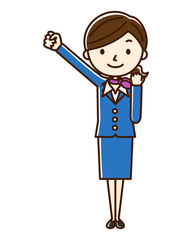 キャビンアテンダント　ガッツポーズ