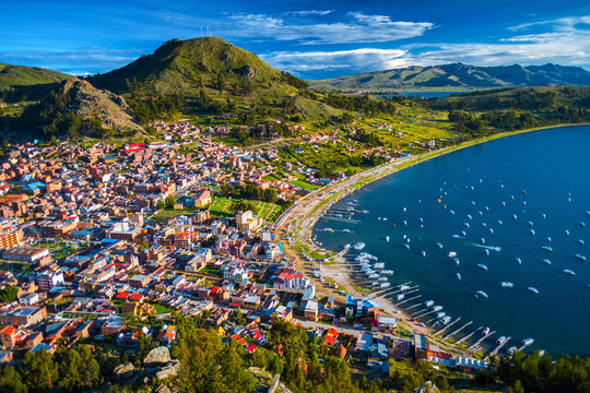 Town of Copacabana and the lake of Titicaca, Bolivia