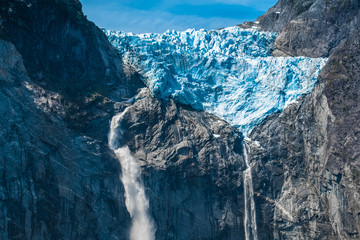 Hanging glacier in the National Park of Quelat, Chile