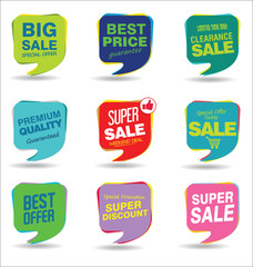 Modern sale stickers and tags colorful collection