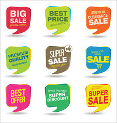 Modern sale stickers and tags colorful collection