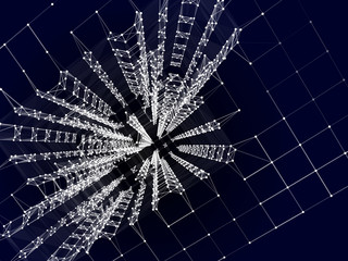 Abstract geometry. Structure line and dots on blue background.