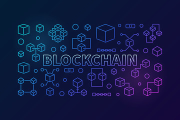 Blockchain vector colored line illustration. Block chain banner