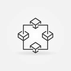 Blockchain outline vector icon. Block chain technology symbol