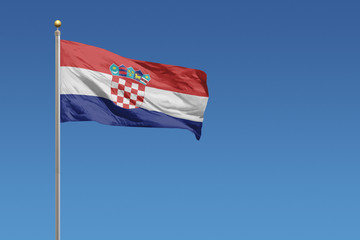 Flag of Croatia in front of a clear blue sky
