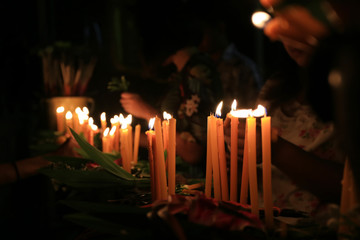 Candlelight at night of Rite of the Day of Religion and have copy space.