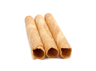 Waffle rolls isolated on the white background