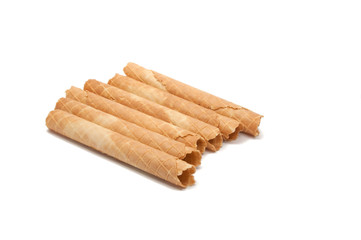 Waffle rolls isolated on the white background