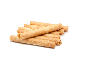 Waffle rolls isolated on the white background