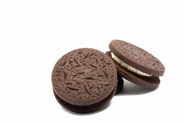 Sandwich black cookies isolated on the white
